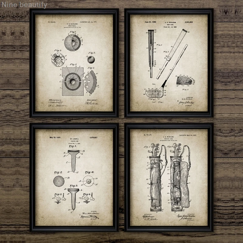 Картина на холсте винтажный гольф патент печать и постеры рисунок для гольфа