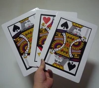 find the queen jumbo cards 8x11 three card monte red color back magic trick stage magic close up classic magic gimmick