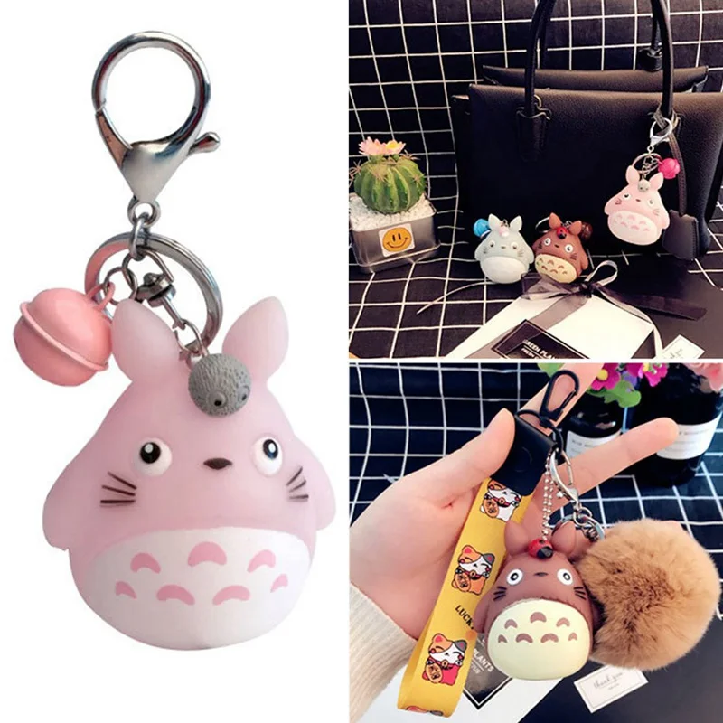 1pc Fashion Keychain Cute Kawaii Kitten Cat Key Chain Anime Totoro Doll Ring Creative Charm Women Girl Kids Pendant Keyring | Украшения и