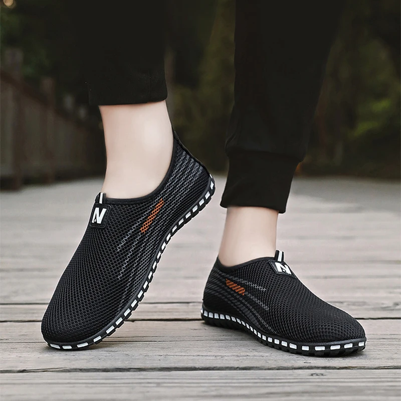 

Men's Lazy Flat Hollow Breathable Net Shoes One Pedal Slip-On Soft Sole Casual