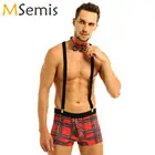 Сексуальные костюмы официанта для ролевых игр, мужские клетчатые боксеры, трусы, комплект нижнего белья, мужской эротический костюм для ночных клубов и ролевых игр горничной, костюмы для косплея