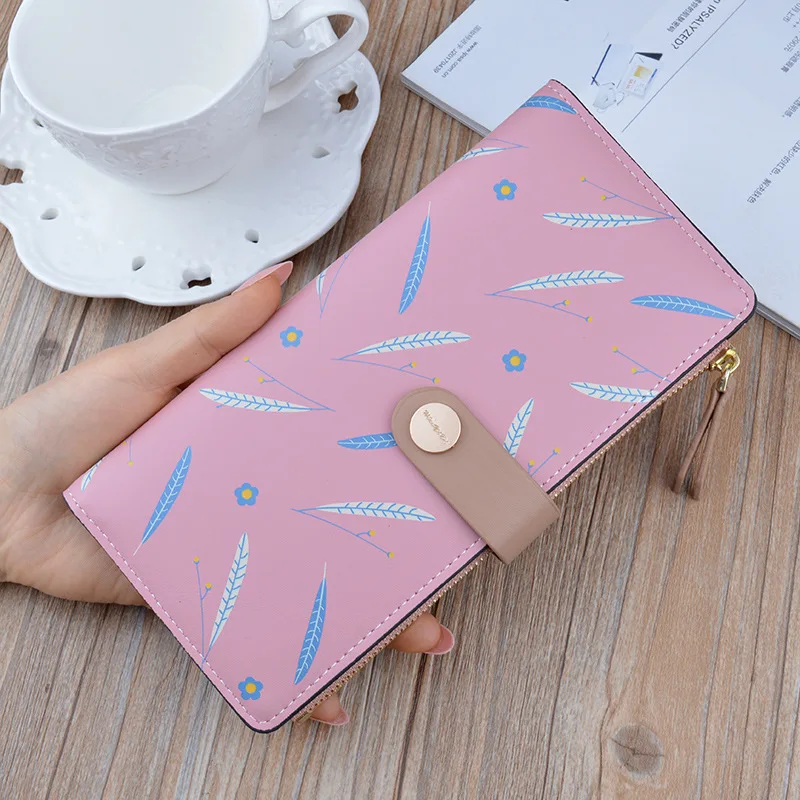 New style ladies wallet women long zipper buckle Korean fashion printing thin wallet multi-card position soft wallet card case