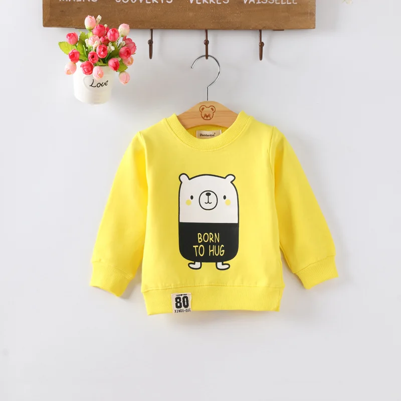 yellow Audel/Хлопковые футболки с длинными рукавами и круглым вырезом с принтом с героями мультфильмов для маленьких детей, G190 - Цвет: yellow