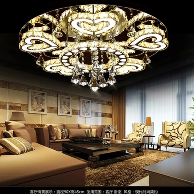 Роскошные современные Lustre De хрустальный потолок светодиодная хромированная