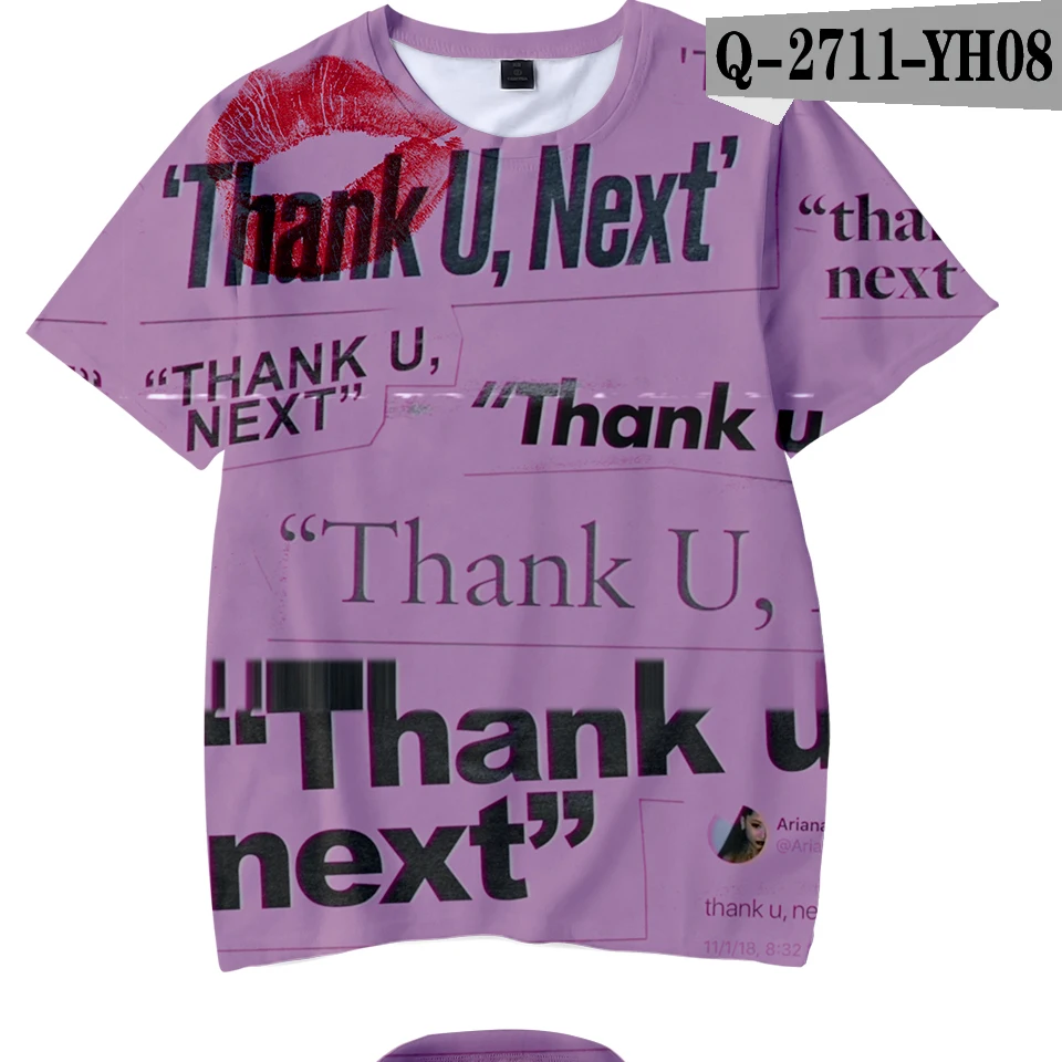 Футболка с 3D принтом «Thank you next Ariana Grande», милая Повседневная модная летняя футболка с круглым вырезом и короткими рукавами для детей - Цвет: 3D