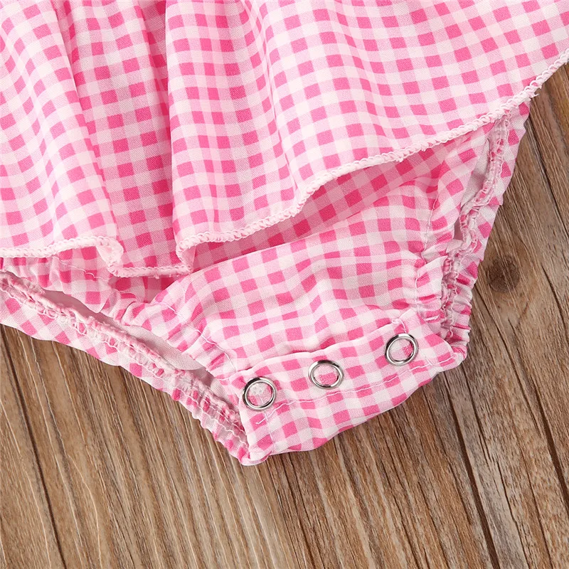

Summer Toddler Infant Baby Girls Plaid Print Bowknot Sleeveless Bandage Rompers Jumpsuits Tutu Skirts Casaul Clothes Outfits