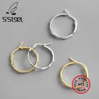 ssteel concise irregular hoop earrings for women gold silver earings plata de ley 925 pendientes mujer moda 2021 aretes jewelry