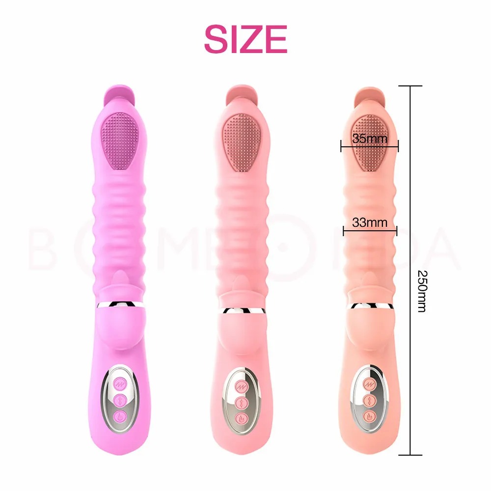 10 frequency Pulse Telescopic Heating Dildo Vibrator Tongue Licking Vagina G Spot Massage Clitoris | Красота и здоровье