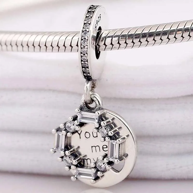 Ледяной браслет с надписью Love Heart You Melt My с подвеской из кристаллов, подходит для 925 пробы, серебряного шарма, браслета Pandora, ювелирные изделия Diy