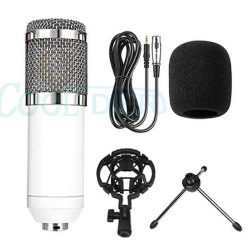 white with tripod Прохладный DIER BM800 профессиональный конденсаторный микрофон с ударным креплением Mikrofon конденсаторный звукозаписывающий микрофон для радио braodcasing - Цвет: white with tripod