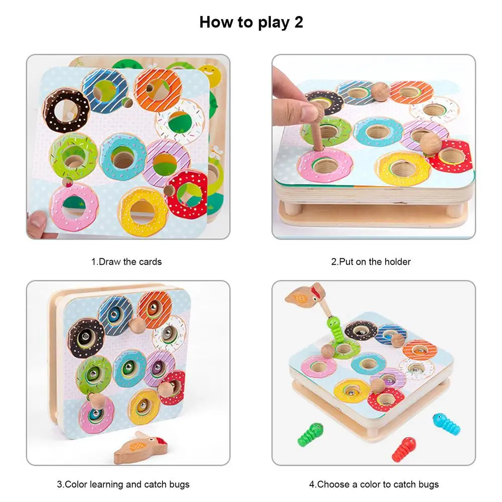 

Toddler Toy Magnetic Bird Catch Bugs Game Knocking Feeding Pulling Car Musical Woodpecker Function Early Educational Fun Toy
