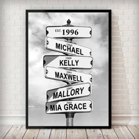 custom canvas painting intersection street sign 6 names anniversary wall art personalized fathers day gift family street sign