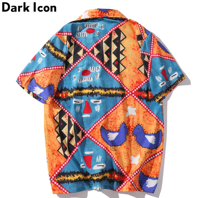 Dark Icon Vintage Style Baroque Shirt Men 2020 Summer Turn-down Collar Casual Men's Shirts Street Clothing | Мужская одежда
