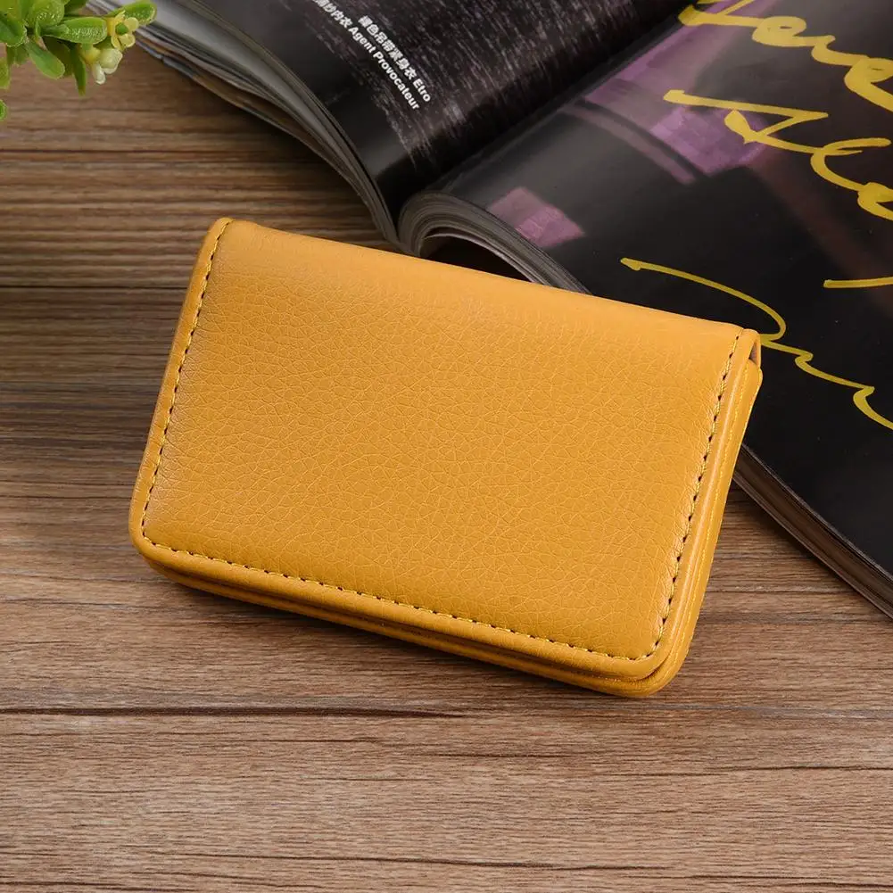 Кожаный держатель для карт с узором Личи вместительный визитница Модный чехол