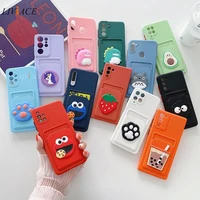 Cartoon Card Slot Holder Phone Case For Samsung Galaxy S21 S22 Plus Ultra S20 Fan Edition Note Plus Note Ultra Cover