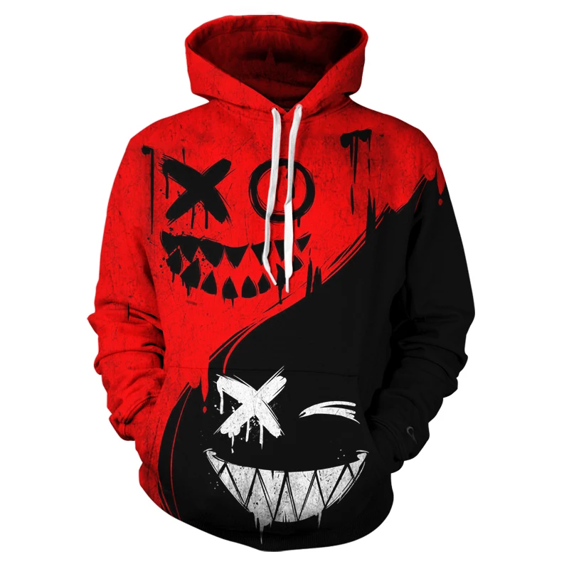 

Hoodie 2021 3D Printed Funny Face Printed Sweatshirt Street Hip Hop Men's And Women's Korean Youth High Quality Clothing Funny