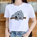 Футболка женская с круглым вырезом и коротким рукавом, повседневный базовый топ в стиле Харадзюку С мультяшным принтом Kawaii Animal Koala, Прямая поставка