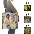 Индивидуальные Иисуса Христа картина маслом печать женская сумка через плечо с практичная хозяйственная сумка-тоут Сумки из натуральной кожи дамские B13107