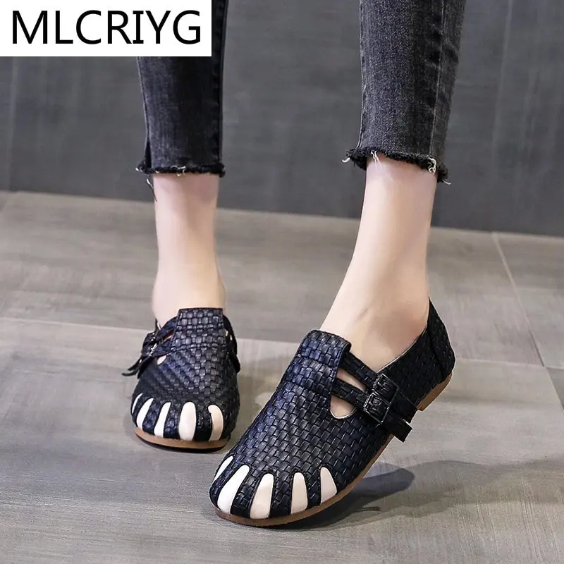 

2021 Spring Women Shoes Fashion Women Flat Shoes Walking Comfort Round Toe Buckle Women Casual Shoes Soft Sole Women Flat Shoes