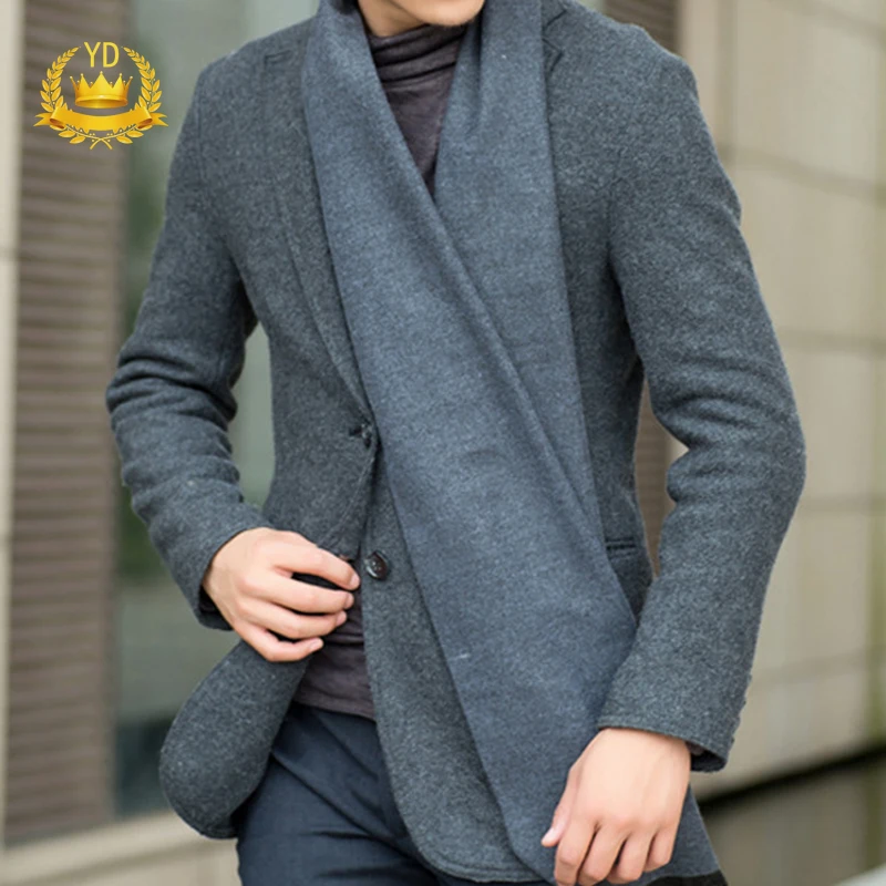 Мужской кашемировый шелковый шарф однотонный классический зимний теплый шаль