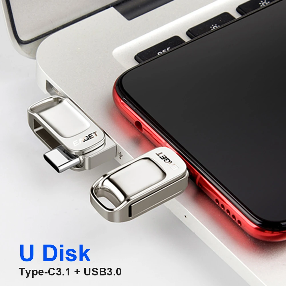 EAGET CU31 3 в 1 USB флеш-накопитель 32/64/128 ГБ портативный 3.0 Type-C OTG карта памяти для