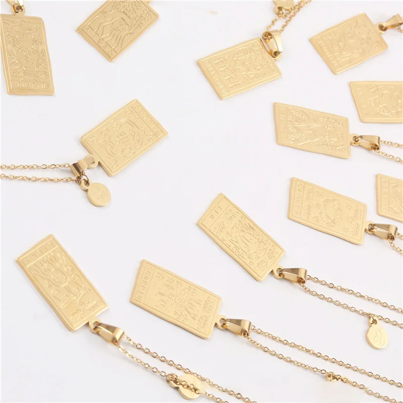 12 Constellations Necklace Square Pendant Fashion 18K Gold Plated Zircon Moon Sun World Creative Jewelr | Украшения и аксессуары