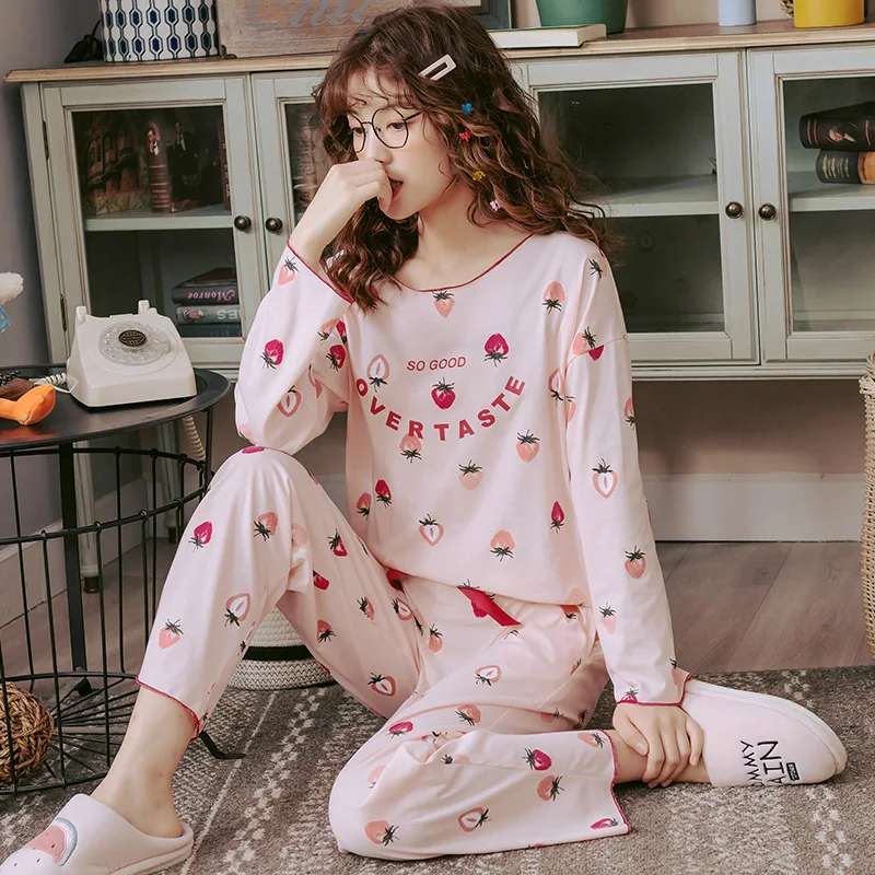 Круглый воротник пижамный комплект одежды для девочек в розовом цвете пижама