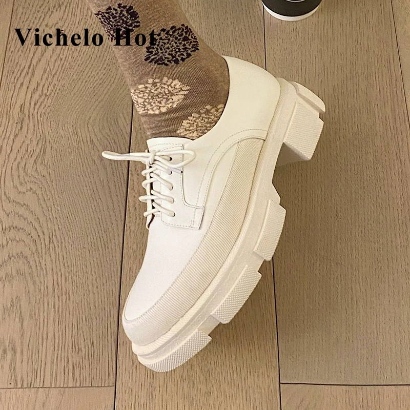 Женские туфли на среднем каблуке Vichelo модные туфли-лодочки из натуральной кожи с