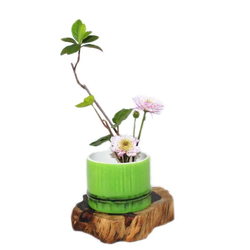 

Creative Ceramic Vase Green Imitation Bamboo Small Vase Desktop Zen Decoration Small Cup Furniture Ornaments Floral