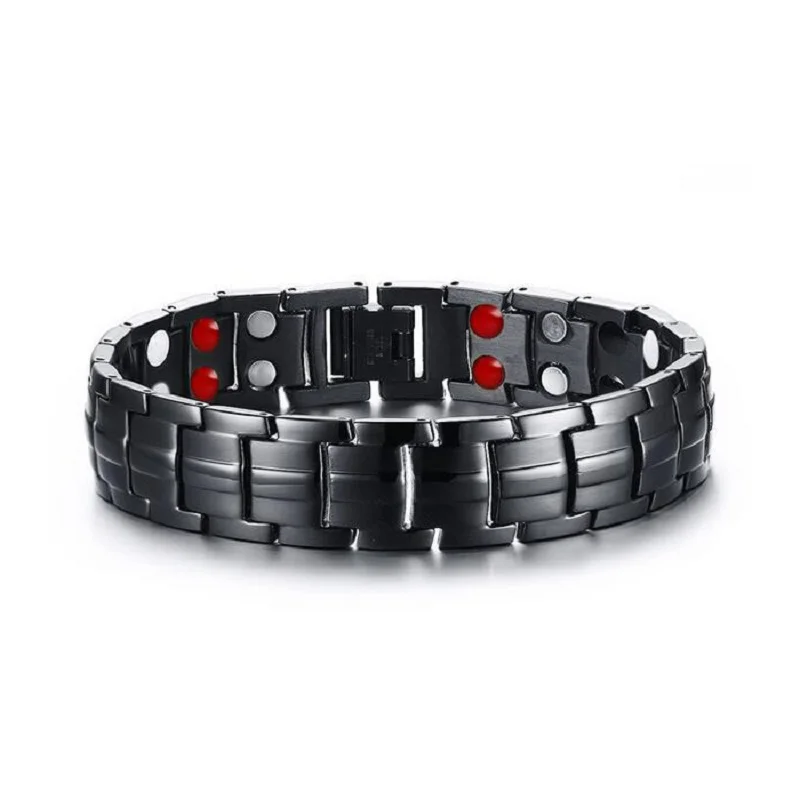 

Stainless Steel 304L Men Magnetic Therapy Health Energy Bracelets with Germanium Magnets Negative Ions Far Infrared Ray Bracelet