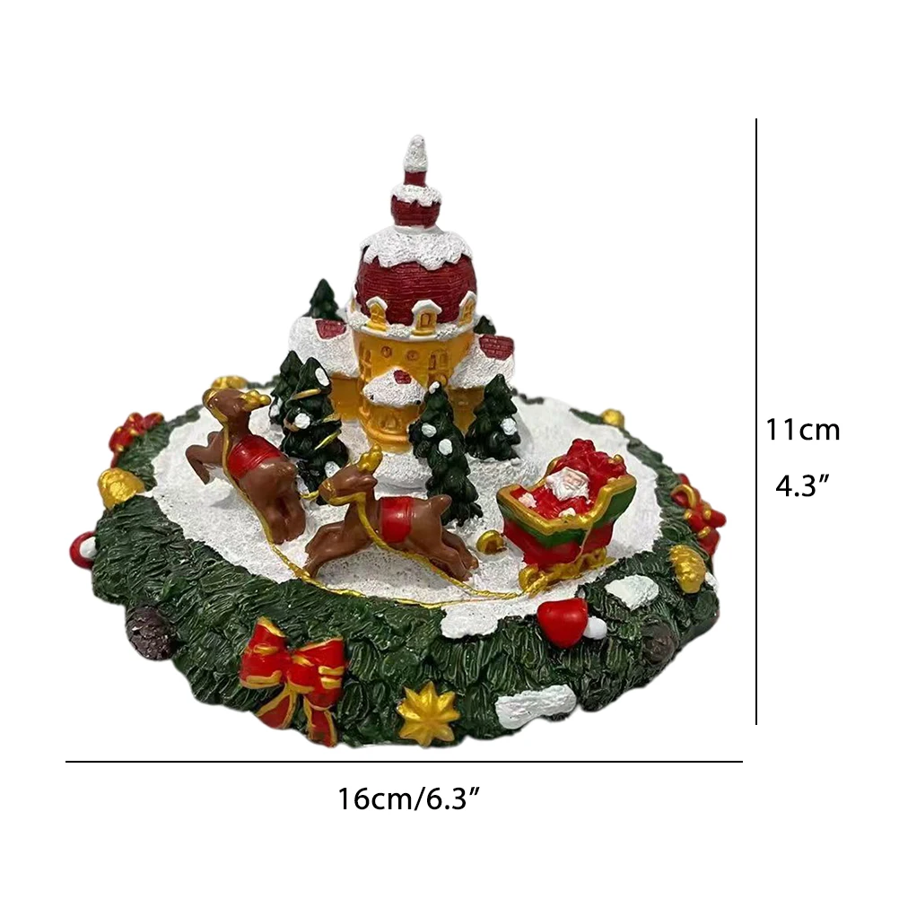 Рождественский замок олень Санта-Клаус украшение из смолы без свечей для спальни