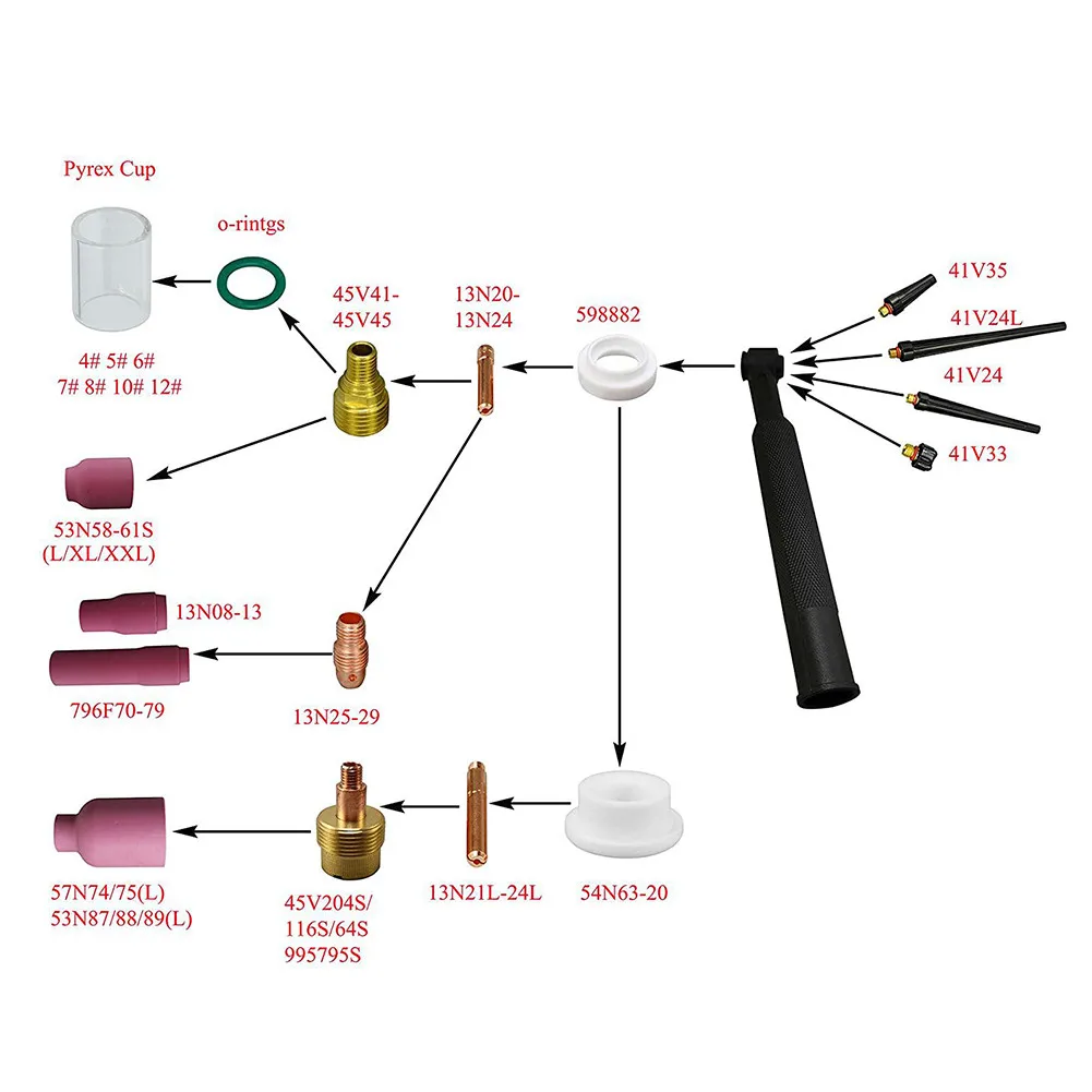 

Accessories Collet Body Equipment TIG Gas Lens Fit WP 9 20 25 TIG Torch