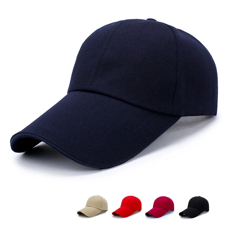 

2021 Unisex Plain Black Super Extra Long Snapback Cap Adjustable Baseball Cap Brim Hat Outdoor Sun Visor Hat Canvas Men cap