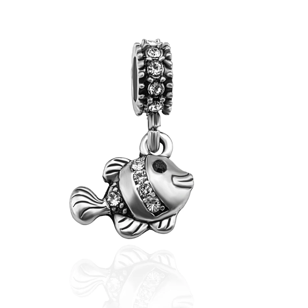 

New charms cz Mouse Fish Cartoon hanging bead for diy making bracelet jewelry accessories fit European bracelet beads Woman gift