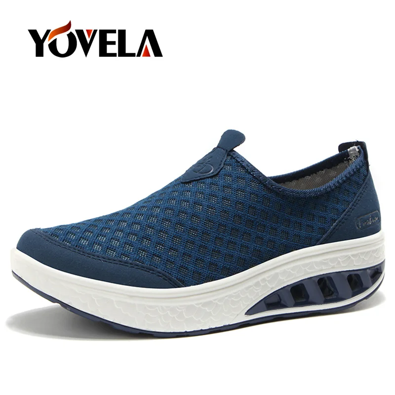 Кроссовки женские сетчатые на платформе дышащие повседневная обувь плоская