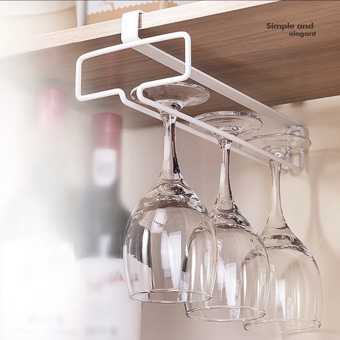 Stemware Inverted Storage Shelf Wine Glass Holder Hanging Iron Rack Champagne Goblet Cup Under Cupboard | Дом и сад