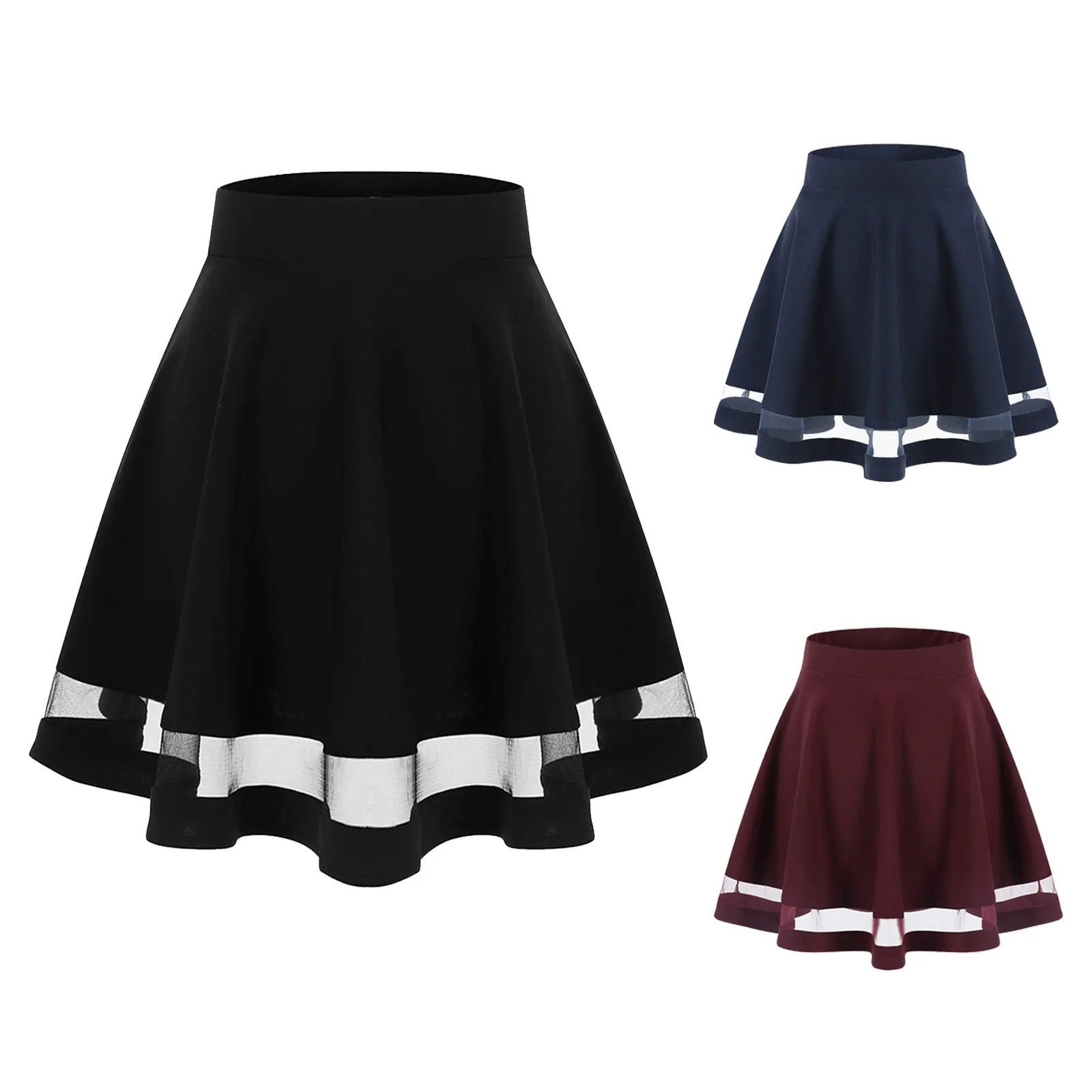

Ladies fashion lace skirt casual skirt summer casual elastic A-line skirt fashion horn casual solid color skirt Q6