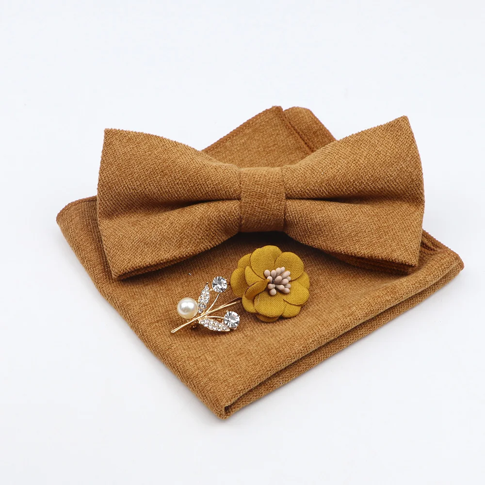 Мужская мягкая микро замша бабочка Карманный платок Набор Винтажная брошь в виде