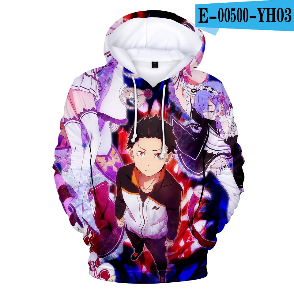 B Natsuki Subaru Толстовка Re ZERO пусковая Аниме толстовки Rem Ram для женщин/мужчин Emilia пары Косплей куртка свитер Одежда - Цвет: B