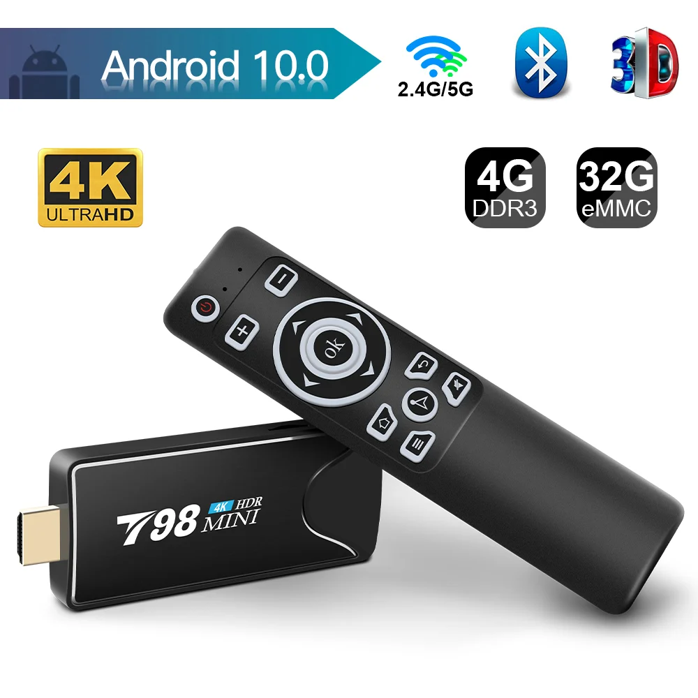 

OUTMIX 4K T98 MINI Smart TV Box Android 10 4GB 32GB RK3318 Quad-Core 2.4G/5.8G WIFI Android Box TV Stick IM Google Play Store