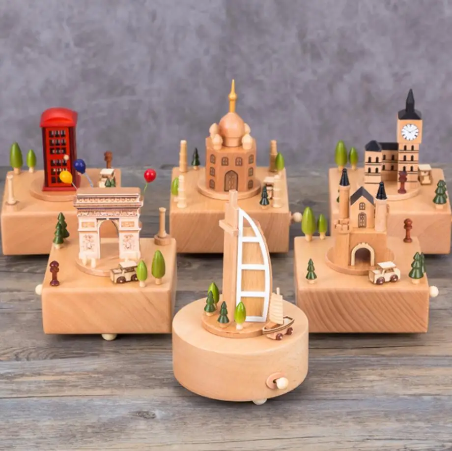 

Musical Boxes Wooden Carousel Music Box Wood Crafts Birthday Gift Vintage Home Decoration Accessories Valentine's Day Gift