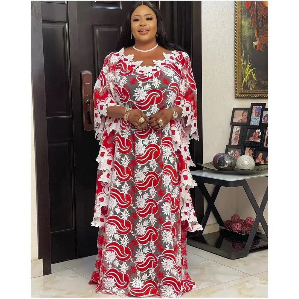 

Latest African Dresses For Women Vestido Maxi Dress Vetement Femme 2021 French Party Robe Embroidery Elegant Nigerian Clothes