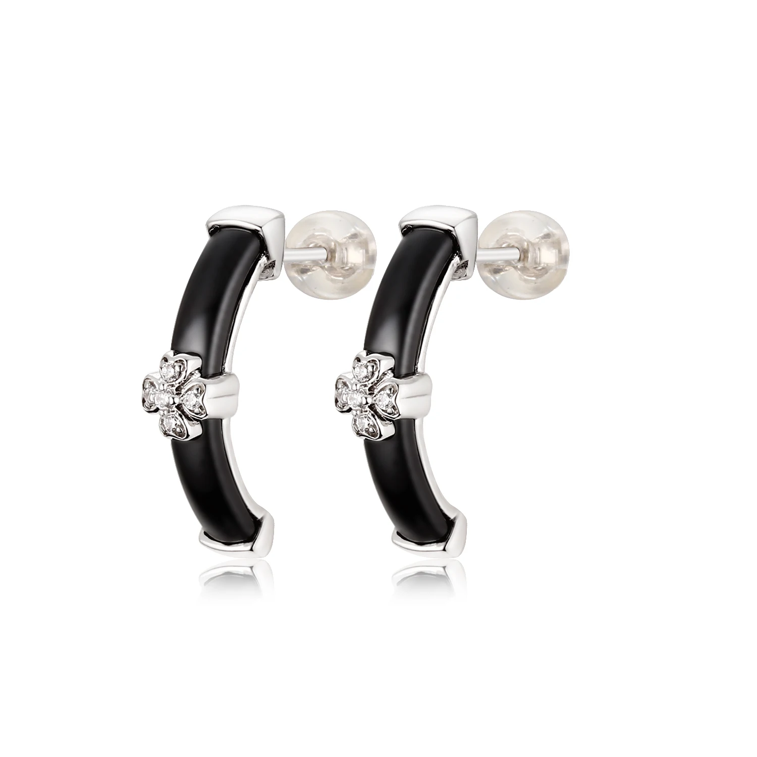 

Classic And Noble Earrings For Women Flower Design Ceramic Material Black White Gift Wedding Party Jewelry