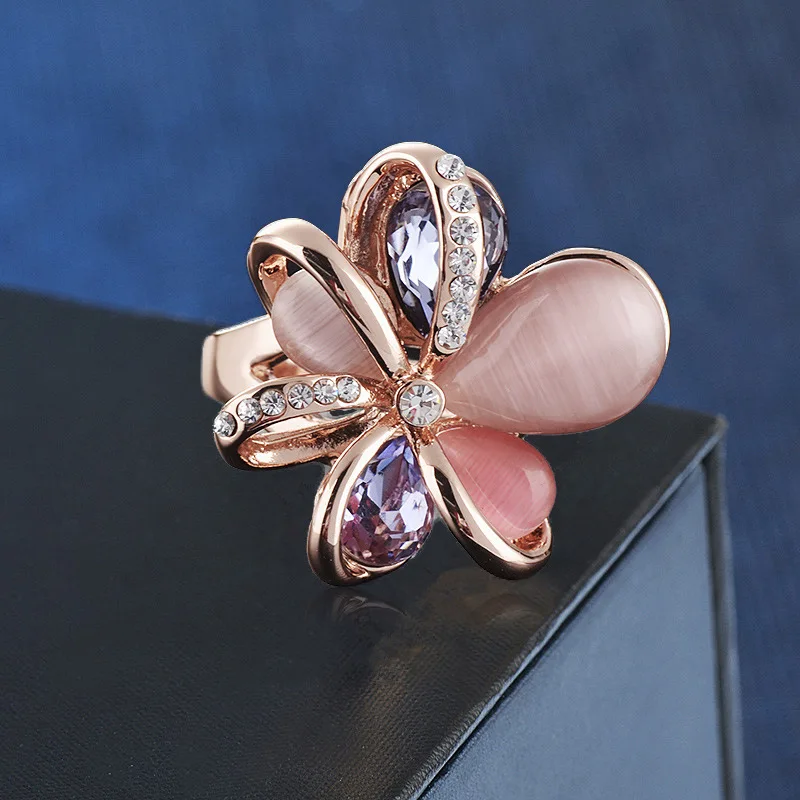 Женское кольцо из розового золота с опалом|gift|gift box tissue papergift ring |