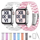 Ремешок прозрачный для Apple Watch 6 5 4 band 42 мм 38 мм, резиновый браслет для iwatch SE series 6 5 32 44 мм 40 мм