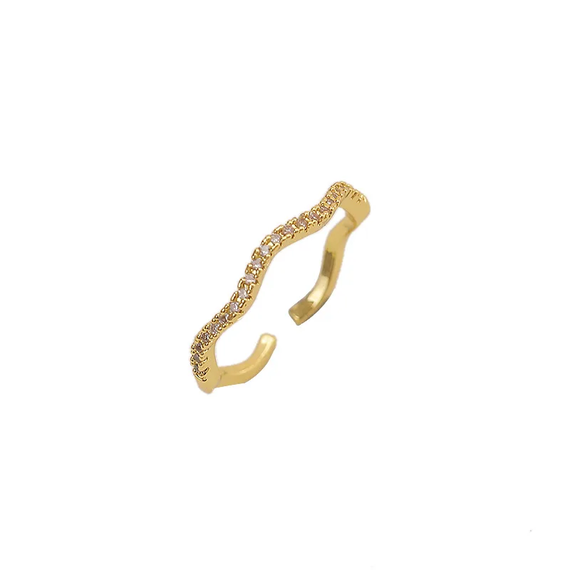 

Wave Light luxury Exaggerated Cold Wind Zircon High Sense Light Temperament Finger Rings For Women Wedding Engagement Jewelry