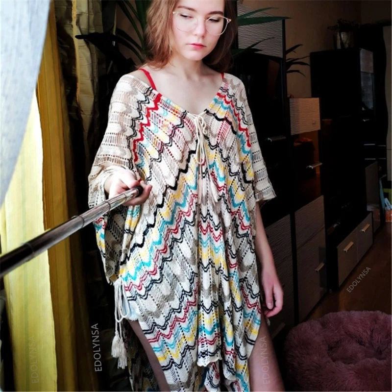 

Oversize Crochet Beach Dress Cover up Sarong Kaftan Beach Tunic Plage Bathing suit cover ups Pareo Beach Bikini Cover up #Q776