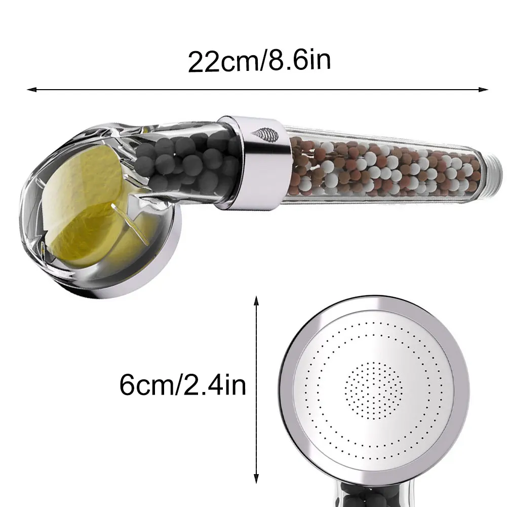 

Bathroom 3-Function SPA Shower Head With Switch Button High Pressure Anion Filter Bath Head Water Saving Shower For Hard Water