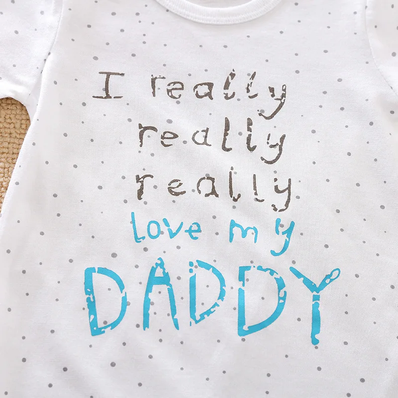 Одежда для новорожденных мальчиков и девочек с надписью I Love Mommy Daddy комбинезон