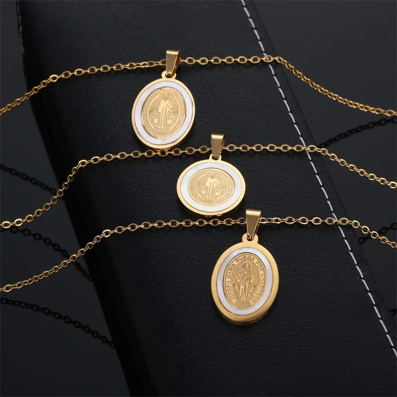 Модное изысканное ожерелье с кулоном католической Девы Марии